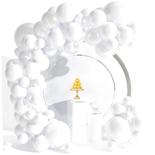 WESTGO 129pcs White Latex Balloons Garland Arch Kit Different Sizes 18 12 10 5 Inch Party Balloon Kit with Ribbon and Glue Decorations Wedding Birthday Anniversary Holiday Graduation Baby Shower Party