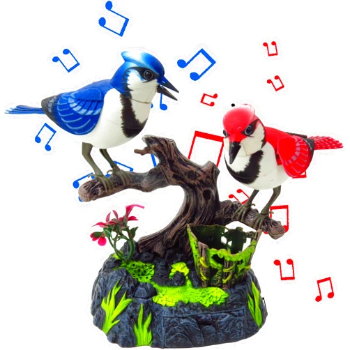 PowerTRC Baltimore Blue Jay Set | Realistic Birds | Toy Bird Pets | Sound Activated | for Enchanting Indoor Ambiance