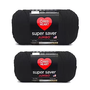 Red Heart Super Saver Jumbo Yarn, 2 Pack, Black 2 Count