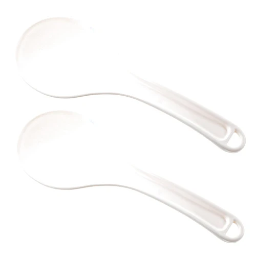 Aiyorse 2 Pcs Plastic Rice Paddle, Non-stick Rice Spoon White Rice Spatula for Kitchen Rice Cooker Shovel Rice Serving Spoon 8.5 Inch Restaurant Cooking Utensil Multicooker (White)