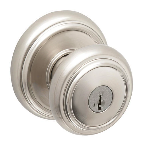 Baldwin Alcott, Entry Door Knob Handle with Keyed Lock Featuring SmartKey Re-key Technology and Microban Protection, in Satin Nickel