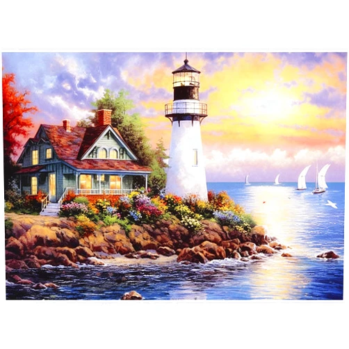 Edsjegn 500 Piece Puzzle for Adults-Lighthouse | Recycled Cardboar Jigsaw Puzzles 500 Pieces | Challenging Family Activity Great Gift Idea for Family Friends | Difficult Puzzles Size 20.5X 15 inches