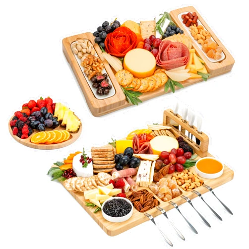SMIRLY Charcuterie Boards Gift Set: Large Charcuterie Board Set, Bamboo Cheese Board Set - Unique for Women - House Warming Gifts New Home, Wedding Gifts for Couple, Bridal Shower Gift