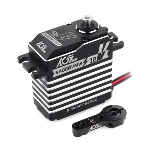 AGFRC 66KG Waterproof RC-Steering-Servo-Motors High-Torque - 12V Digital Full Metal Gear Brushless Programmable Smart Servo for 1/8 1/10 RC Car Boat Crawler, Control Angle 180° (SA86BVMW)