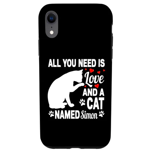 YO MINUS iPhone XR Personalized Cat Name Simon Cute Kitten Pet Lover Case