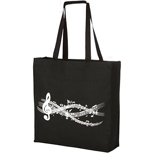 Magic Music Supplies Large Gusseted Canvas Music Tote - Perfect Piano Bag for Books & More - Teacher Gifts