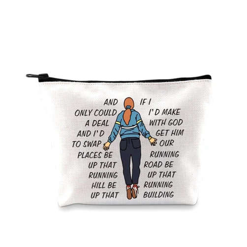 G2TUP ST4 TV Show Inspired Gift Running Up That Hill Makeup Bag Max Mayfield Cosmetic Bag Max Quotes Gift ST4 Fan Gift Zipper Travel Bag (Running Up That Hill White Bag)