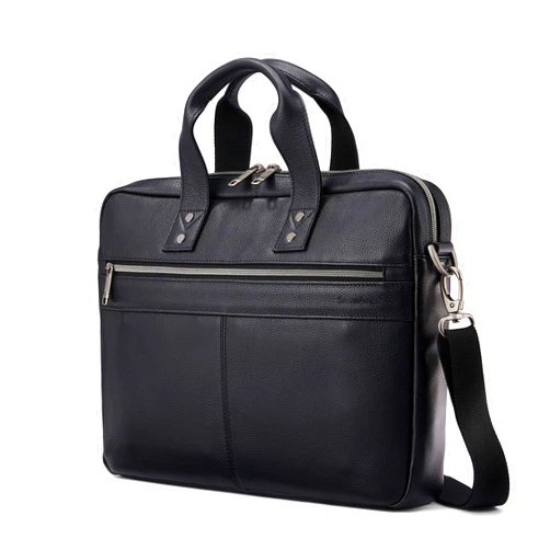 Samsonite Classic Leather Slim Brief, Black, One Size