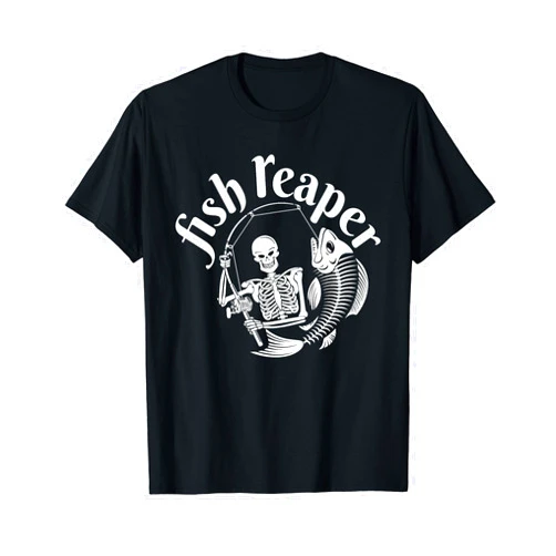 Fish Reaper Funny Halloween Skeleton Fisherman Fish Reaper Funny Skeleton Fisherman Halloween Angler T-Shirt