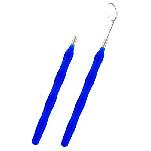 AmeriCan Goods 2/Pcs Dental Silicone Mirror Handles Cone Socket Autoclavable Dentist Mirror Durable Silicone Handle (Blue)