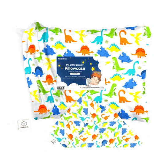 KeaBabies Toddler Pillowcase for 13X18 Pillow - Organic Toddler Pillow Case for Boy, Kids - 100% Natural Cotton Pillowcase for Miniature Sleepy Pillows - Pillow Sold Separately (Happy Dino)