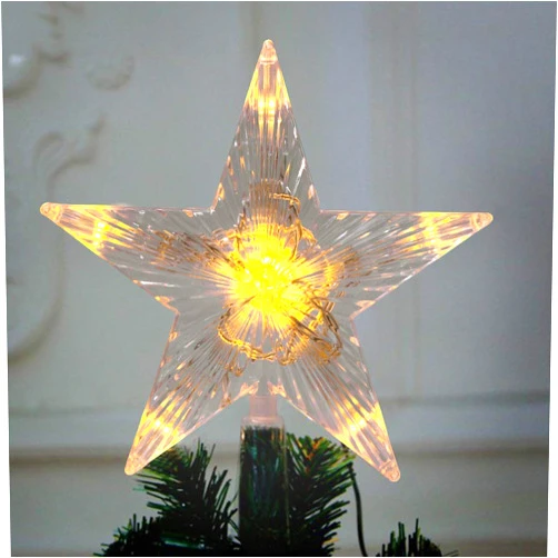 AIR&TREE Christmas Tree Topper Star with LED Lighted Star Treetop Rustic Holiday Tree Toppers Battery Powered for Indoor Xmas Ornaments Party Home Decoration Warm White