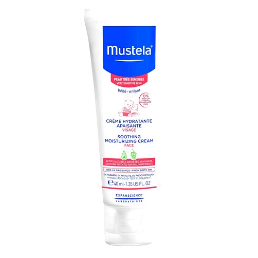 Mustela Baby Soothing Moisturizing Cream - Face Moisturizer for Very Sensitive Skin - with Natural Avocado & Schizandra Berry - Fragrance-Free - 1.35 fl. Oz