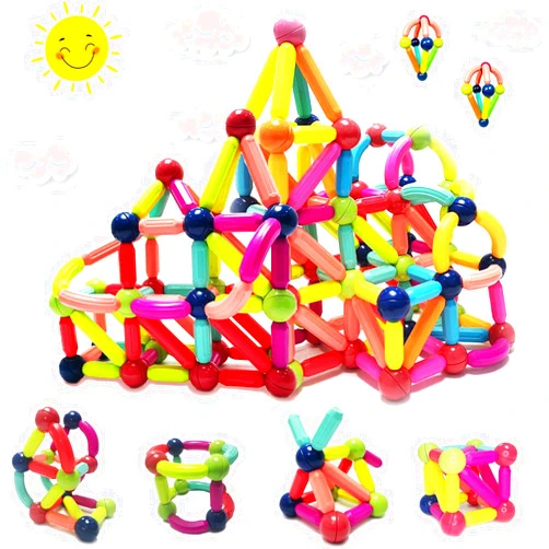 GemPrime Goods Magnet Sticks and Balls Set - Magnetic Balls and Rods Set for 3+ Year Old Kids – STEM Toys for Montessori Education of Boys and Girls – to Create, Construct and Innovate (100Pcs)