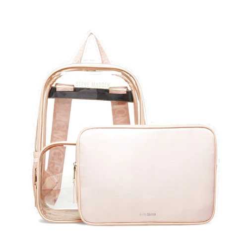 Steve Madden Clear Backpack with Tech Pouch, Nude