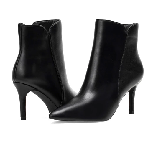 Elisabet Tang Women Chic Heeled Ankle Boots,Sexy Pointed Toe with 3 Inch High Heel Fashion Stylish Booties with Side Zipper Evening Party Dress Shoes