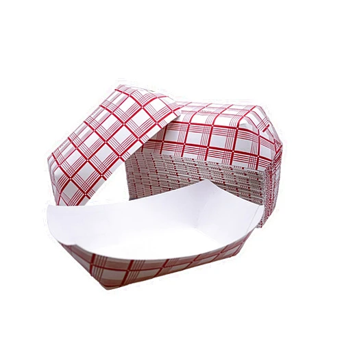 Oasis Supply Disposable Red and White Checkered Paperboard Food Trays, Carnivals, Fairs, Festivals, and Picnics. Holds Nachos, Fries, Hot Corn Dogs, and More! Eco Friendly, Holds 3 LB., Count 100 pcs
