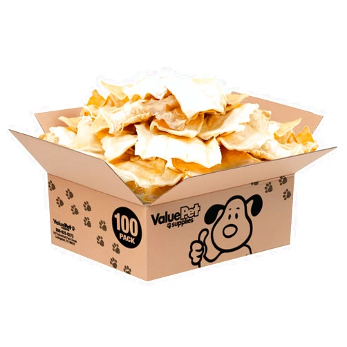 ValueBull USA Rawhide Chips, 100 Count Bulk Pack - Natural & Safe, USA Beef Hide, Long Lasting, Chemical Free, No Artificial Flavors