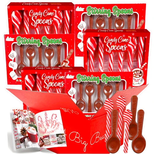 Muchai Innovations Candy Cane Peppermint Flavored & Milk Chocolate Spoons | Edible Stirring Beverage Hot Chocolate Cocoa Tea Coffee Cocktail | Christmas Holiday Gift | Plus Muchai Booklet (3 Pack of Each (33 Total Spoons))