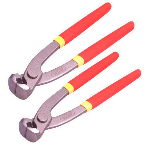 CATXNY Nail Pullers 2 Pack End Cutting Pliers Nail Remover Tool Staple Puller Nail Puller Tool Side Cutting Pliers, 8 Inches, Red