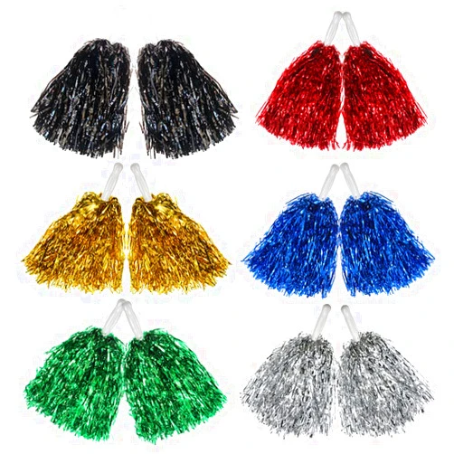 Hooshing 12PCS/24PCS Pom Poms Cheerleading Metallic Foil Cheer Pom Poms with Plastic Handles for Rooters Cheering Squad Team Spirit Sports