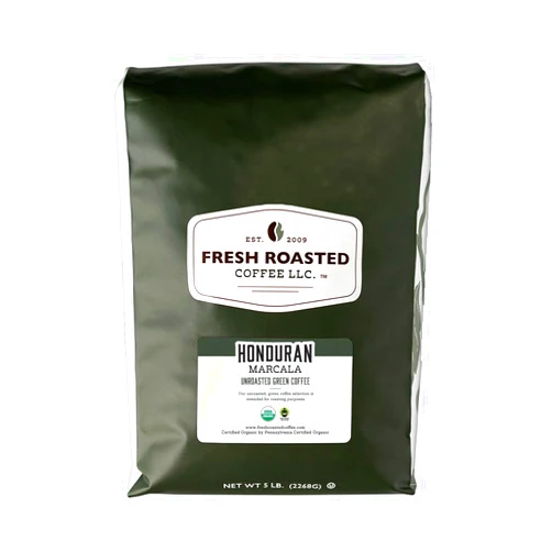 Fresh Roasted Coffee, Unroasted Organic Honduran Marcala, Fair Trade Kosher, 5 Pound