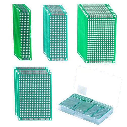 TAKSDAI Double Sided PCB Prototype Board PCB Kit with Bonus Case, TAKSDAI 72 Pieces 4 Sizes Prototype Board Universal PCB Board DIY Protoboard Handy for Soldering Electronics Project Experiment