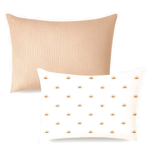 Konssy Muslin Toddler Pillowcase for 13x18 Pillow 2 Pack, 100% Cotton Toddler Pillow Case Cover, Soft & Breathable Travel Babay Kids Pillow Covers with Envelope Closure