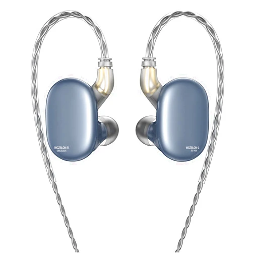 YINYOO BLON BL-MAX Monitor Earbuds, Dual Dynamic Drivers in Ear Drummer Headphones with 10mm Carbon Diaphragm + 6mm Lightweight Diaphragm, Wired Earphones with Zinc Alloy Shell (Blue, Without mic)
