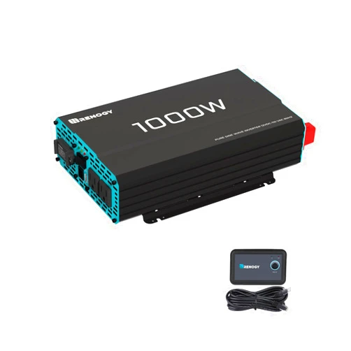 Renogy 1000W Pure Sine Wave Inverter 12V DC to 120V AC Converter for Home, RV, Truck, Off-Grid Solar Power 110V with Built-in 5V/2.1A USB Port, Hardwire Remote Controller