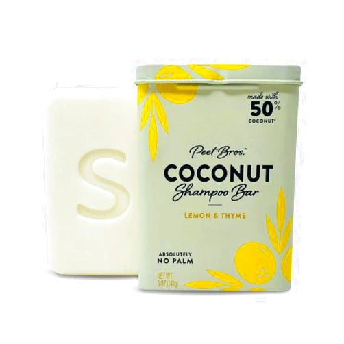 Peet Bros. Lemon & Thyme Coconut Shampoo Bar - Moisturizing, Vegan, Palm Oil-Free, No Artificial Fragrances, Planet Friendly, Made in USA - 5 oz