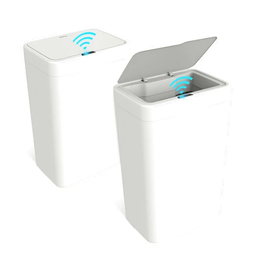 Naisu 2 Pack 4 Gal Bathroom Trash Can with Lid,Automatic Garbage Can with Touchless and Sealed Design,Slim Motion Sensor Waterproof Plastic Trash Bin Suitable for Bedrooms,Bathrooms,Kitchens,(White