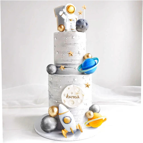 BACH AND BOOZY Outer Space Cake Toppers Astronaut Rocket Stars Cake Decorations for Two The Moon First Trip Around the Sun Birthday Baby Shower