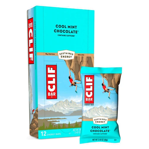 CLIF BARS - Energy Bars - Cool Mint Chocolate - With Caffeine - Made with Organic Oats - Plant Based Food - Vegetarian - Kosher (2.4 Ounce Protein Bars, 12 Count) Packaging May Vary