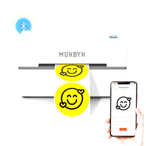 MUNBYN Bluetooth Thermal Label Printer, 130B Wireless 4x6 Shipping Label Printer for Shipping Packages Small Business Office or Home, Compatible with iPhone Android iPad Windows macOS Chrome Etsy eBay