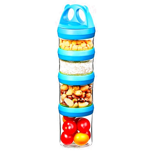 SELEWARE Portable Stackable Food Storage Containers for Snacks Formula Powder and Drinks Twist Lock System Airtight Leak-proof BPA and Phthalate Free 4 Piece Jars 31oz Blue