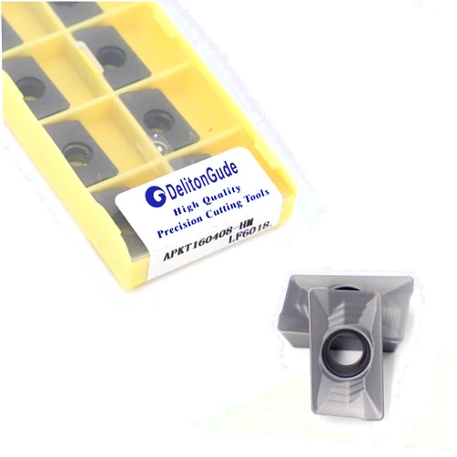 DelitonGude 10pcs APKT160408 CNC Lathe Indexable Solid Carbide Milling Turning Insert for The Finishing of Steel and Other Metal (APKT160408-HM LF6018)