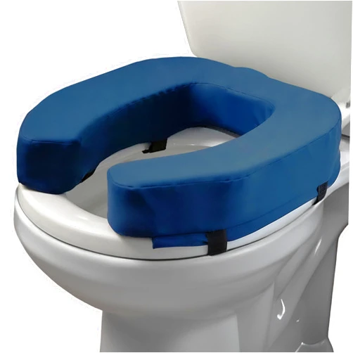 Lunderg Toilet Seat Riser for Seniors - Adds 3 inches - Universal Fit - FIRM Raised Toilet Seat Cushion with High-Density Foam for enhanced Comfort & Elevation. Post-Surgery Must Have (Blue)