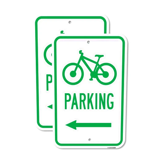 SignMission (2 Pack) Bicycle Parking with Left Arrow | 12