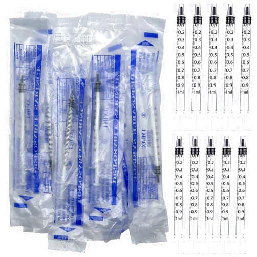 WANBAO 25 Pcs 1ml 1cc Syringe No Needle Plastic Syringe Individually Sealed for Pets Oral, Refilling, Oil or Glue Applicator, Measuring or Transfering Tiny Amount of Liquids, Without Cap