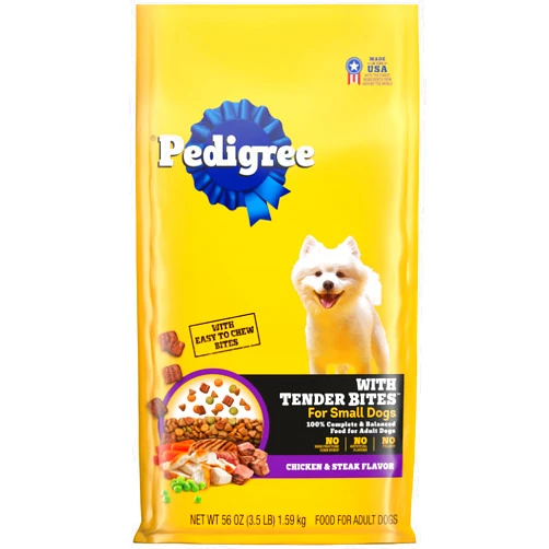 Pedigree Dry Food Pedigree With Tender Bites for Small Dogs Adult Dry Dog Food, Chicken and Steak Flavor, 3.5 lb. Bag