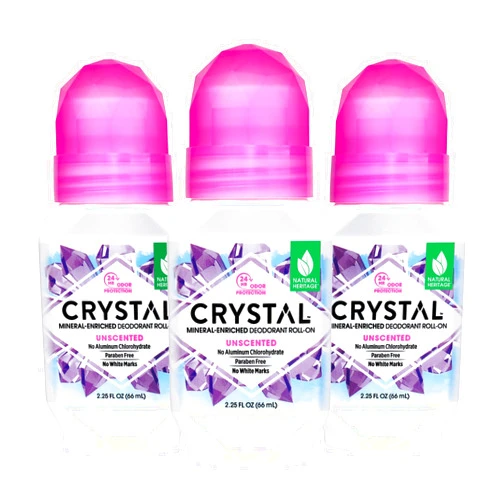 Crystal Essence CRYSTAL BODY DEODORANT Roll-On - Unscented Susan G Komen (2.25 fl oz) - 3 Pack - Packaging May Vary