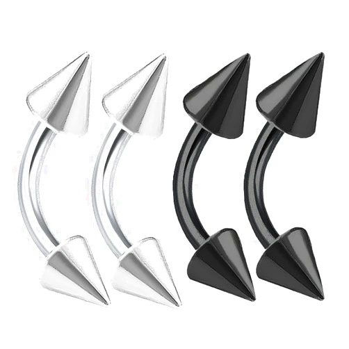 Bodyjewellery 4pcs 16g Curved Barbell Cartilage Lip Tragus Eyebrow Forward Helix Conch Daith Earring Black Vertical Labret Spike Pick Size