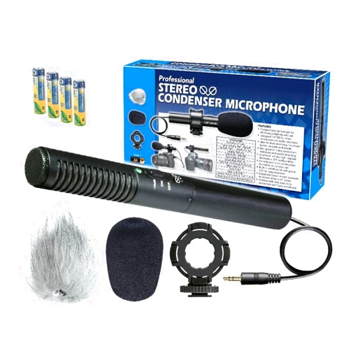 Synergy Digital External Microphone Compatible with Panasonic HC-VX981K 4K Ultra HD Camcorder External Microphone XM-CS Kit for DSLR�s, video camcorders and audio recorders With Pack of 4 AA NiMH Rechargable Batt