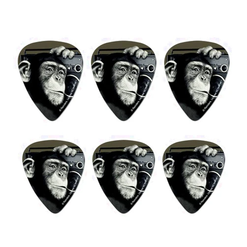 GRAPHICS & MORE Chimp Monkey With Boombox Radio Novelty Guitar Picks Medium Gauge - Set of 6
