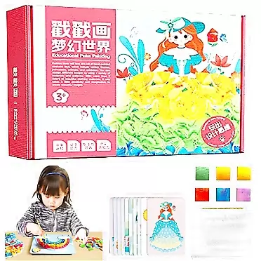 FAIRZ Hand-Made DIY Toys, Childhood Infinite Dream Hand-Painted, Pocket Watercolor Painting Book Set, Creative Puzzle Puncture Painting, Fashion Design Drawing Book (Pink)