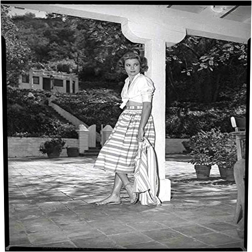 Posterazzi DAP18325 Grace Kelly - Wearing Striped Dress and Tied Up Top Photo Print, 8 x 10, Multi