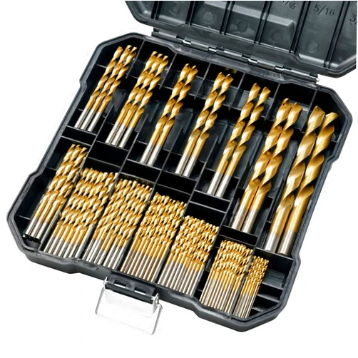 GMTOOLS 99 Pcs Drill Bit Set, 135° Tip Titanium Coated High Speed Steel, Twist Drill Bit Kit for Iron, Aluminum Alloy, Copper, Wood, Plastic, with Hard Storage 1/16