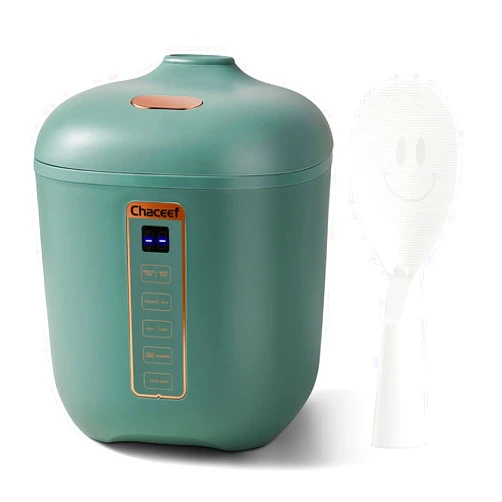 CHACEEF Mini Rice Cooker 2-Cups Uncooked, 1.2L Portable Non-Stick, Smart Control Multifunction Small Travel Cooker with 24 Hours Timer Delay & Keep Warm Function, Food Steamer, Green