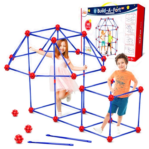 OleFun Fort Building Kit for Kids 4,5,6,7,8+Year Old Boys & Girls, 140 pcs, Creative STEM Building Toys for DIY Castles, Tunnels, Play Tent, Ideal Gift for Aged 5-8
